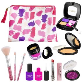 Pretend Makeup Kit for Girls, 11 Pcs Fake Makeup Set with Cosmetic Bag, Toddler Beauty Set Makeup Toy for 3, 4, 5, 6, 7