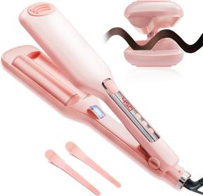 Anti Scald Hair Crimper,2 Barrel Ionic Wavy Hair Curler For Women,1.1in 28MM Rapid Heating Curling Wand, Hair Waver