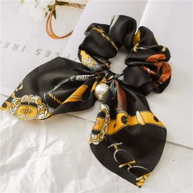 Pearl Pendant Large Intestine Ring Hair Band Women's Hair Knot Knotted Big Bow Hair Rope (Option: G)