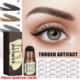 Eyebrow Stamp Stencil Kit, 24 Pc Eyebrow Shaping Stencils, Long-lasting Eyebrow Brow Definer, Perfect Make-up Reusable Kit (Color: Black)