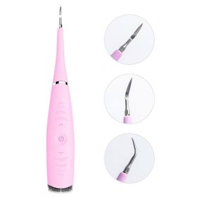 TElectric Dental Calculus Remover Teeth Cleaner Teeth Cleaning Kit Rechargeable Teeth Cleaning Tools Kit Household Tartar Scraper Tartar Remove (Color: Pink)