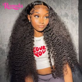 250 Density 13x6 Hd Lace Curly Wigs Human Hair Deep Wave Frontal Wig 40 Inch Water Wave 13x4 Lace Front Human Hair Wig Remy (Stretched Length, Density: 26inches, 250%, Color: 13x6 Frontal Wig)