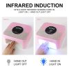 Nail Art UV Lamp 45 Beads White Pink With 4 Hour Button Display Auto Sensor LED Nail Lamp For Curing All Gel Nail Polish Professional Drying Lamp For