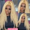 13x4 13x6 Hd Lace 613 Deep Wave Frontal Wig Human Hair 180% Brazilian Water Curly Honey Blonde Wig For Black Women Preplucked