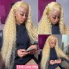 13x4 13x6 Hd Lace 613 Deep Wave Frontal Wig Human Hair 180% Brazilian Water Curly Honey Blonde Wig For Black Women Preplucked