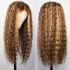 13x6 Curly Human Hair Wig Honey Blonde Ombre 13x4 Brazilian Brown Color Deep Water Wave Hd Frontal Highlight Bob Lace Front Wigs