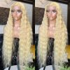 13x4 13x6 Hd Lace 613 Deep Wave Frontal Wig Human Hair 180% Brazilian Water Curly Honey Blonde Wig For Black Women Preplucked